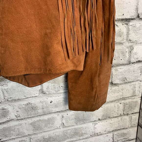 Vintage Suede Fringe Cropped Boho Chic Blazer Jacket - Picture 16 of 16